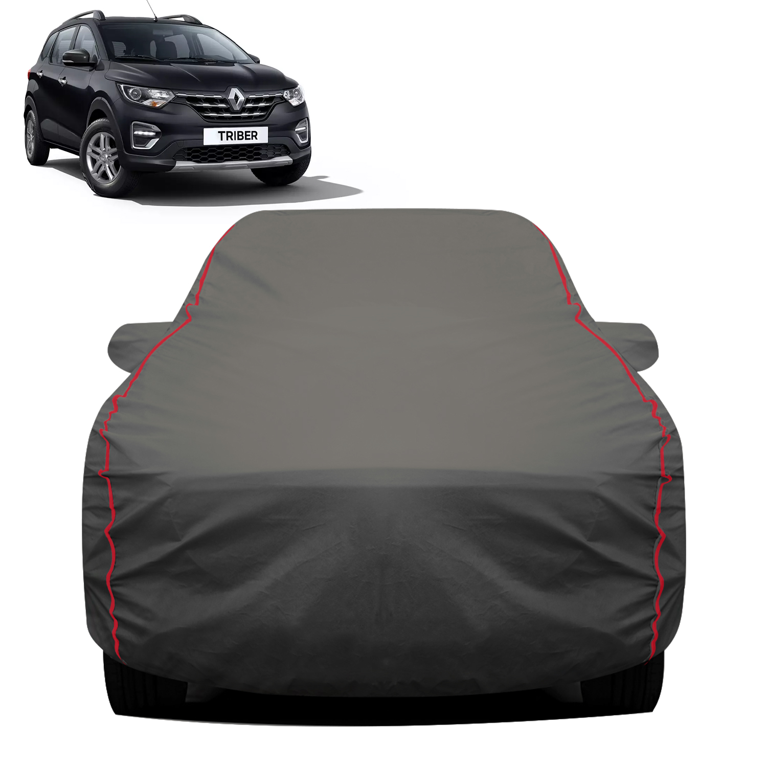 Carzex 2x2 Heavy Duty Red Border Car Body Cover For Renault Triber
